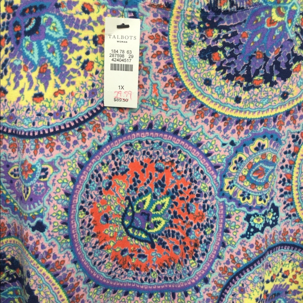 NWT Talbots Lavender Blue Orange Yellow Sweater - Picture 3 of 4